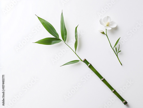  Bamboo Festival bamboo branch and flower on white background