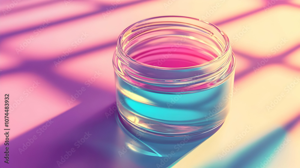 Glass Jar with Blue Liquid on a Gradient Background - 3D Illustration Glass Jar with Blue Liquid on a Gradient Background - 3D Illustration