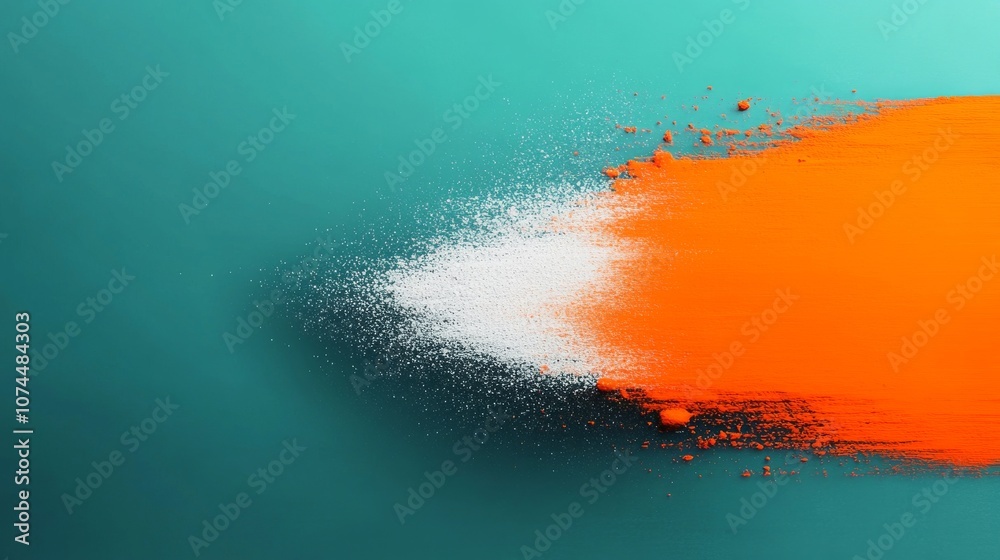 Orange and White Powder Burst on Teal Background Orange and White Powder Burst on Teal Background
