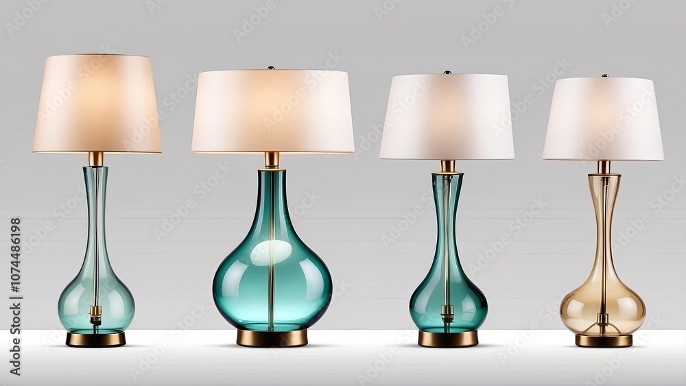 A set of sophisticated table lamps isolated on a white or transparent background A set of sophisticated table lamps isolated on a white or transparent background