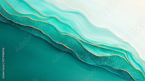 Abstract Green Ink Flow with Marbled Texture