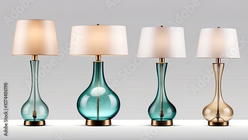 A set of sophisticated table lamps isolated on a white or transparent background