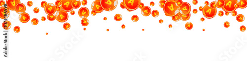 Vitamin A round capsules scattered randomly.