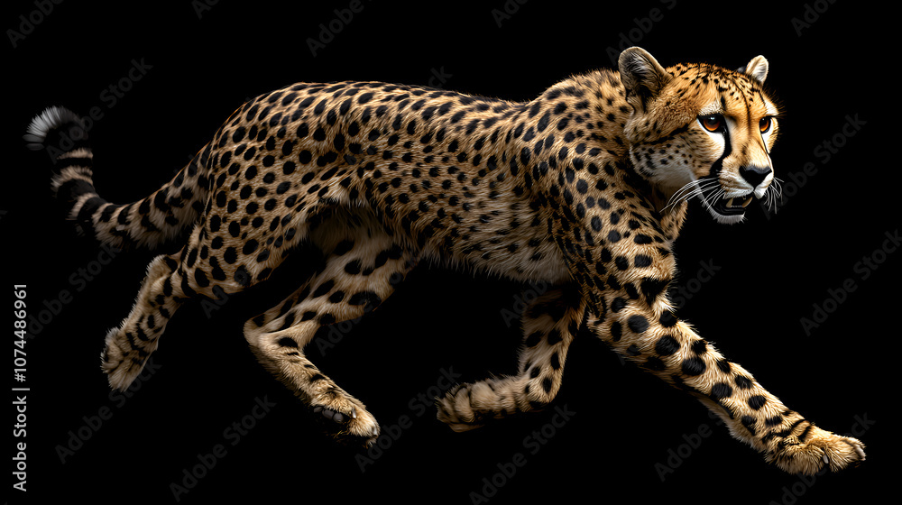 Graceful Cheetah Running Fast in Natural Habitat of African Wildlife Graceful Cheetah Running Fast in Natural Habitat of African Wildlife