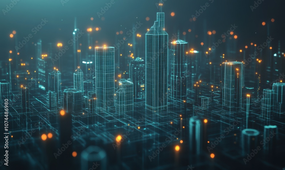 Obraz premium Digital Cityscape.