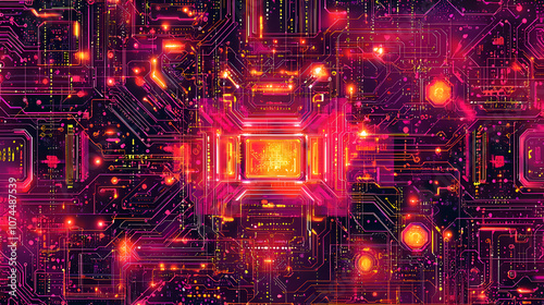 Neon Circuit Board Wallpaper Abstract Digital Art Design with Colorful Glowing Lines