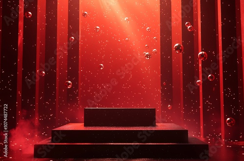 A valentines day red background with floating objectsA valentines day red background with floating objects