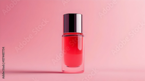Red Perfume Bottle 3D Illustration on Pink Background