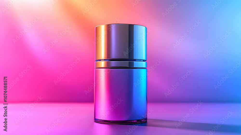 Glass Bottle With Metallic Cap on Gradient Background 3D Illustration