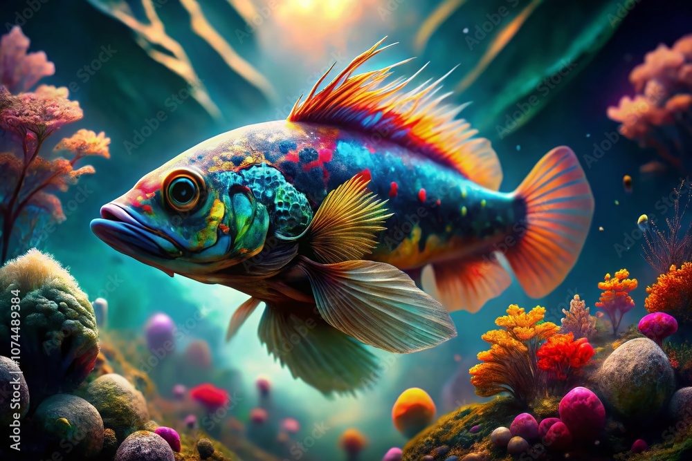 Enigmatic Double Exposure of Poison Fish with Underwater Landscapes and Ethereal Textures for Stunning Visual Impact in Nature and Marine Photography Enigmatic Double Exposure of Poison Fish with Underwater Landscapes and Ethereal Textures for Stunning Visual Impact in Nature and Marine Photography