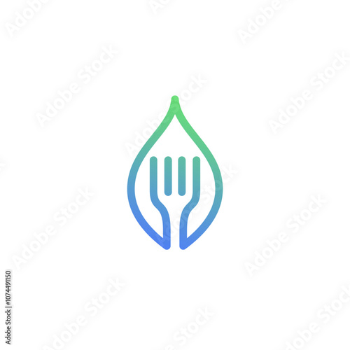 leaf fork combination logo design. food and drink logo