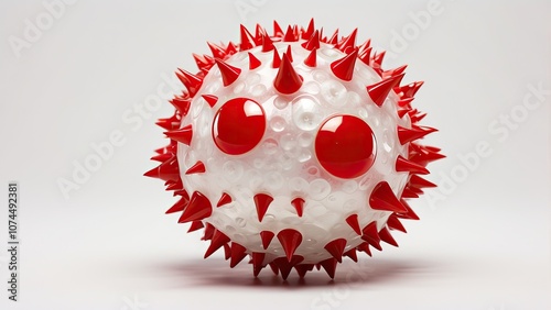  PNG of a red, spiked massage ball isolated on a clear or white photo