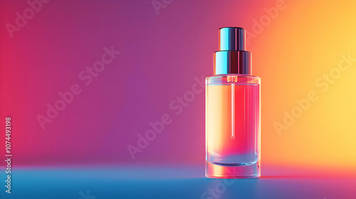 Glass Bottle Product Mockup with Gradient Background 3D Illustration