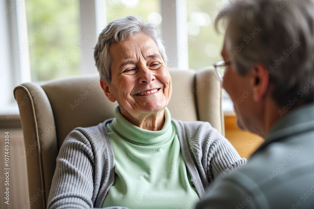 Warm and tender moment between two individuals scene, content and light-green-sweatered Warm and tender moment between two individuals scene, content and light-green-sweatered