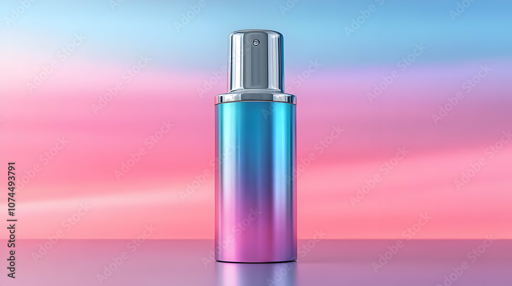 Metallic Spray Bottle on Gradient Background 3d Illustration Metallic Spray Bottle on Gradient Background 3d Illustration