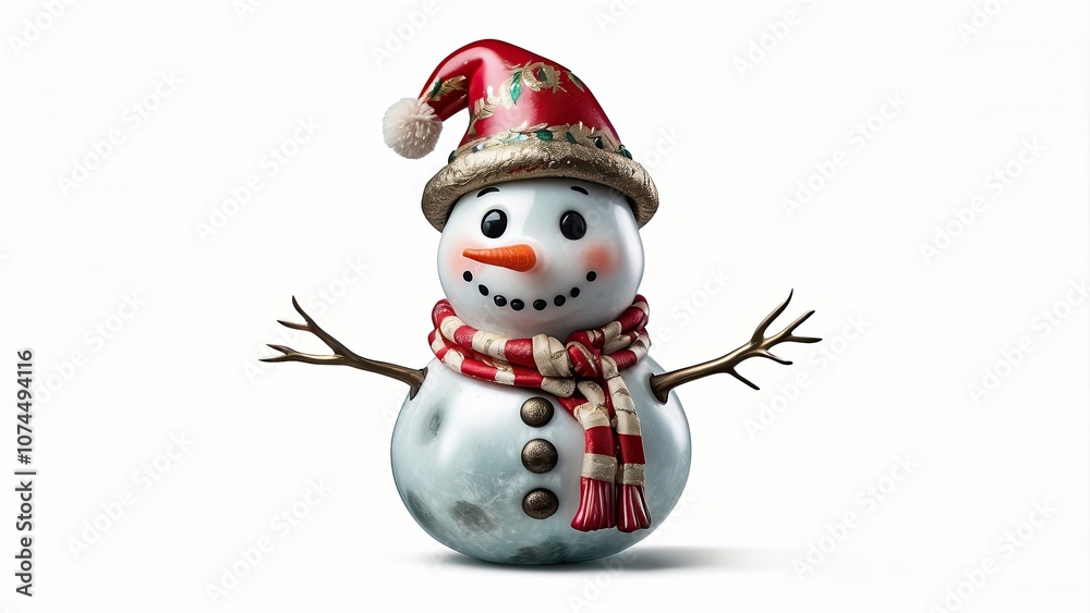 PNG of a snowman Christmas ornament isolated on a white or transparent background- PNG of a snowman Christmas ornament isolated on a white or transparent background-