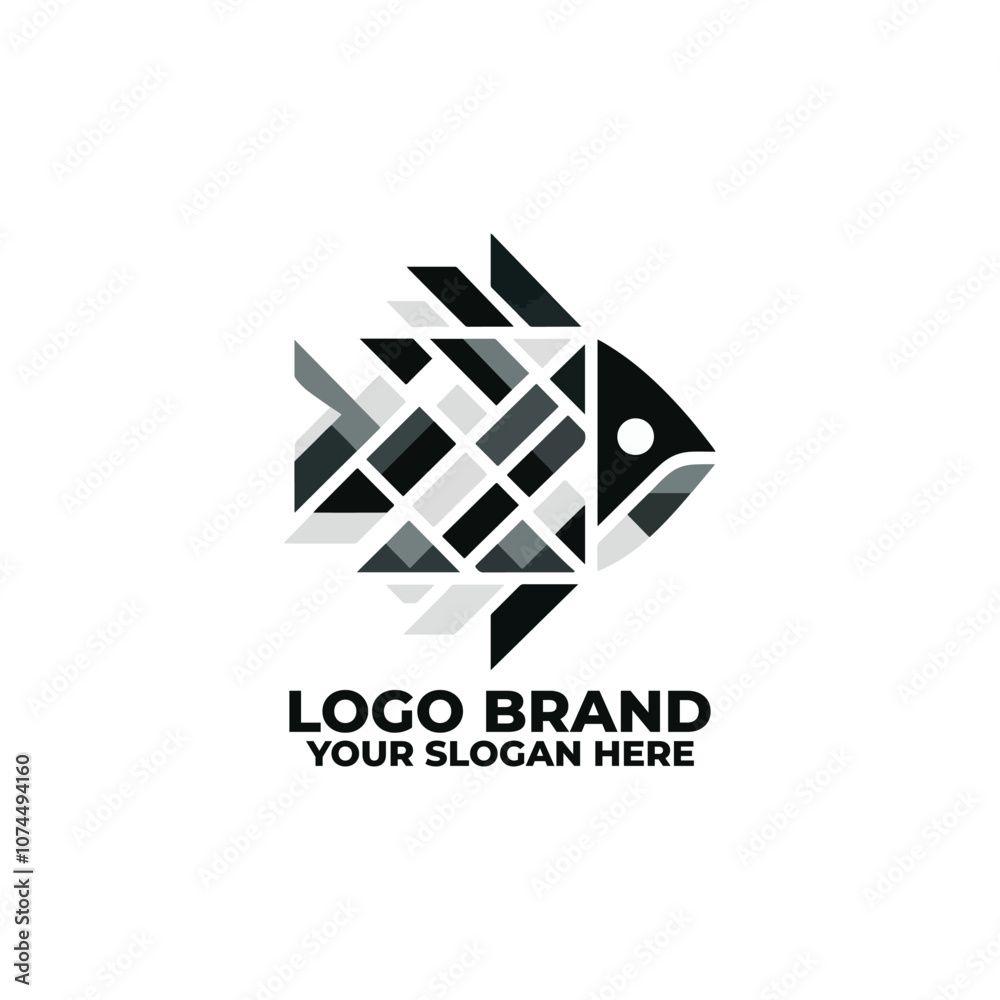 flat logo of a fish made from geometric shapes flat logo of a fish made from geometric shapes