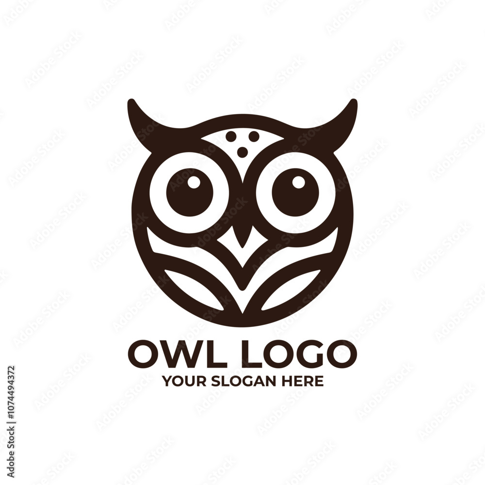 flat logo of an owl face made with simple
