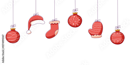 Christmas banner or background with congratulations, trinket doodle, Christmas greeting concept