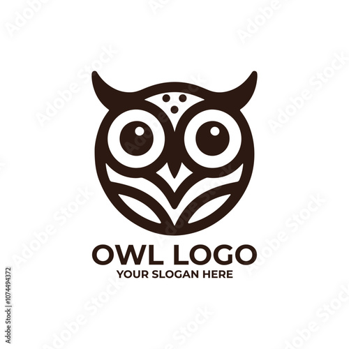 flat logo of an owl face made with simple