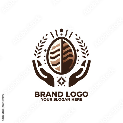 a flat logo of a coffee bean split into two halves