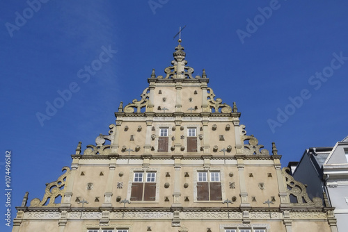 Herford - Neustädter Rathaus, Giebel der Weserrenaissance, Nordrhein-Westfalen, Deutschland, Europa