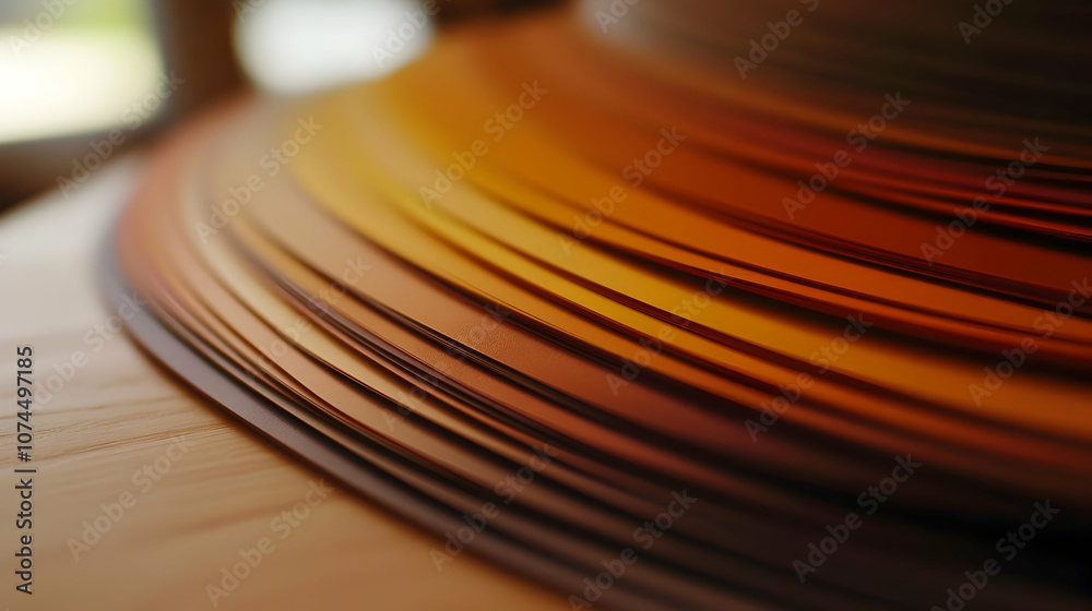 Obraz premium A close-up shot of a stack of colorful paper, revealing a gradient of orange, red, and brown hues.