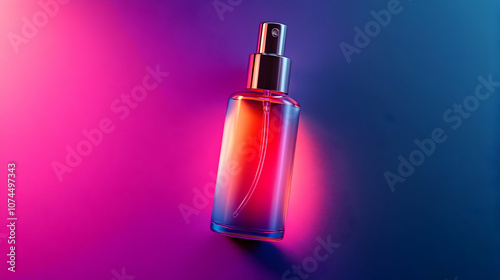 Glass Spray Bottle Neon Pink Blue Background Illustration