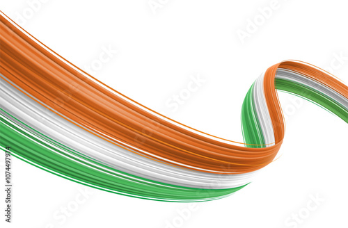 Abstract India Flag Brush Strokes Dynamic Ribbon wave
