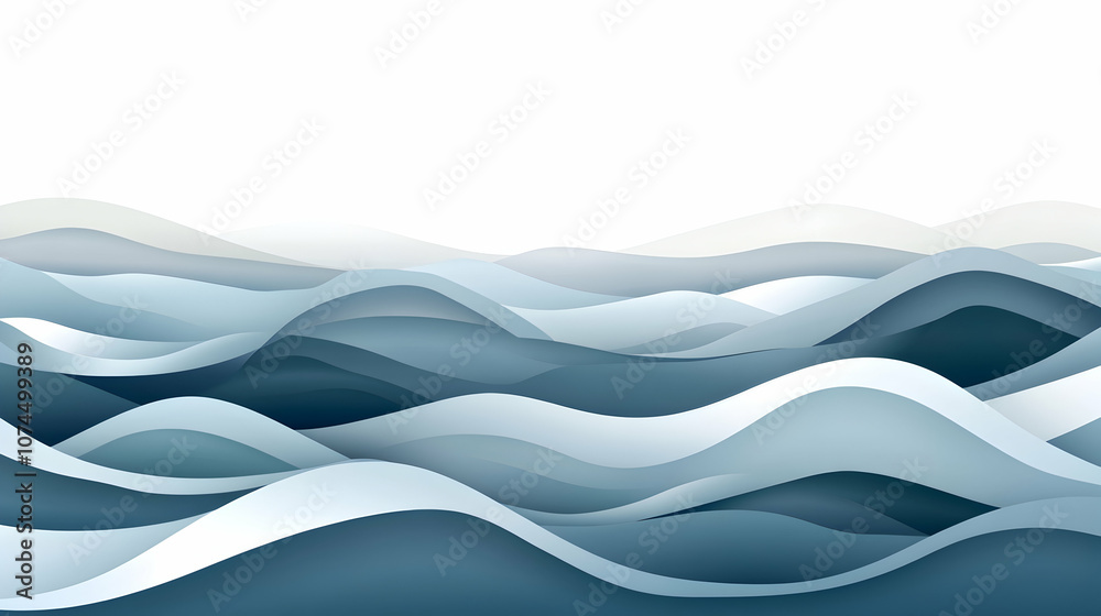 Naklejka premium Abstract blue waves pattern in paper cut style.