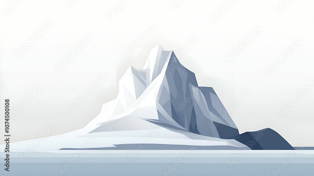 Fototapeta premium A large, white iceberg with a dark blue shadow on a clear, blue water.