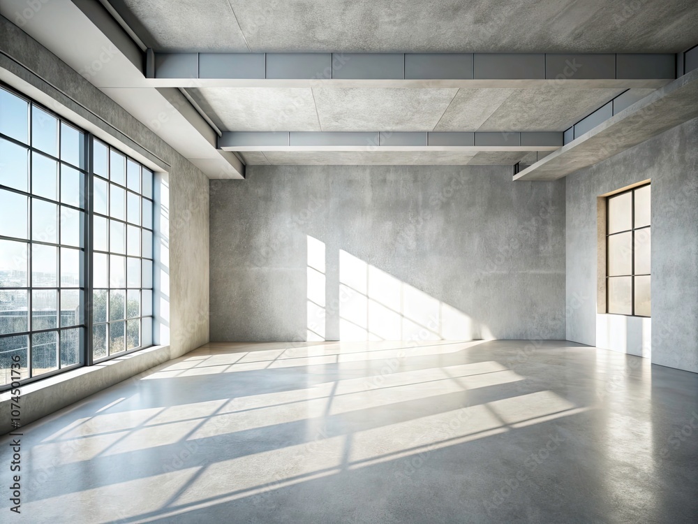 Abstract Minimalistic Background for Product Presentation in a Sunlit Loft Room with Greyish White Walls and Soft Shadows Abstract Minimalistic Background for Product Presentation in a Sunlit Loft Room with Greyish White Walls and Soft Shadows