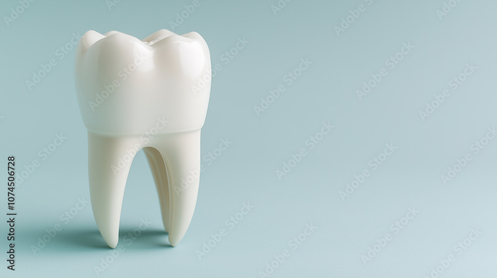 3D Tooth Model on Light Blue Background 3D Tooth Model on Light Blue Background