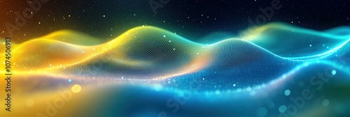 Abstract Representation of Digital Energy Waves Illuminated by Light in a Vibrant and Colorful Spectrum Offering a Mesmerizing Visual Experience