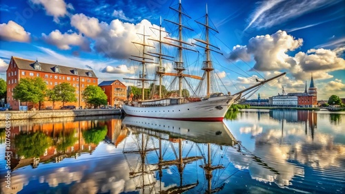 Majestic Gorch Fock Docked at Tirpitzhafen Kiel: A Stunning Display of Maritime History and Naval Engineering in the Heart of Germany’s Historic Maritime Landscape photo