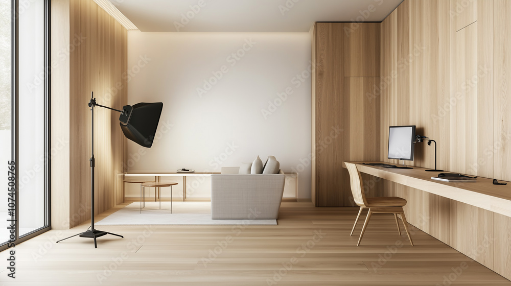Fototapeta premium Modern Studio Room with Advanced Lighting Setup