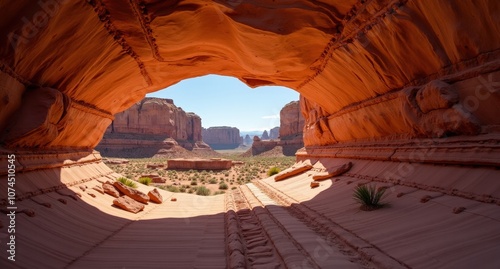 Fiery Furnace, Arches National Park, Utah, USA, narrow red rock canyons under bright sunlight, showcasing the intricate and rugged landscape of Utah’s desert. photo