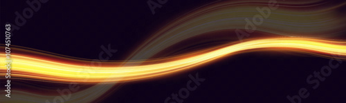 Golden Light Wave speed Lines: Shining Gold Design Element with Wavy Bright Stripes.	

