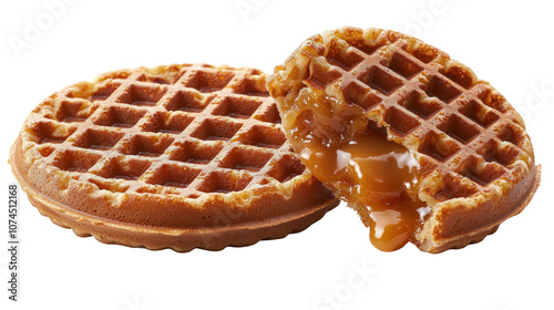 Delicious Waffles with Caramel Filling on a transparent Background