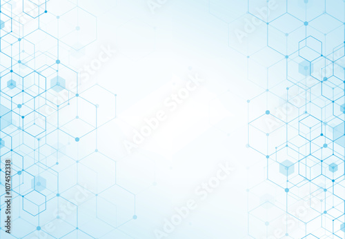 Abstract hexagonal molecular structures in technology background and science style. Medical design. Vector illustration