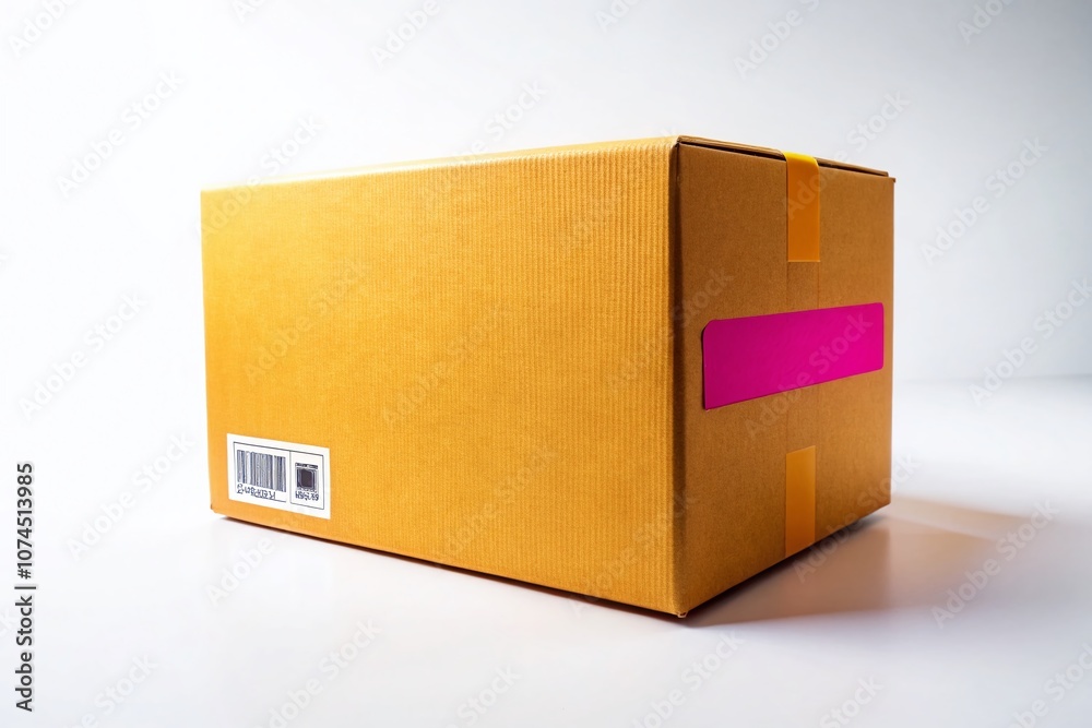 Mockup of a Closed Cardboard Box on a White Background Perfect for Product Packaging, Shipping, and E-commerce Use in Marketing and Advertising Materials Mockup of a Closed Cardboard Box on a White Background Perfect for Product Packaging, Shipping, and E-commerce Use in Marketing and Advertising Materials