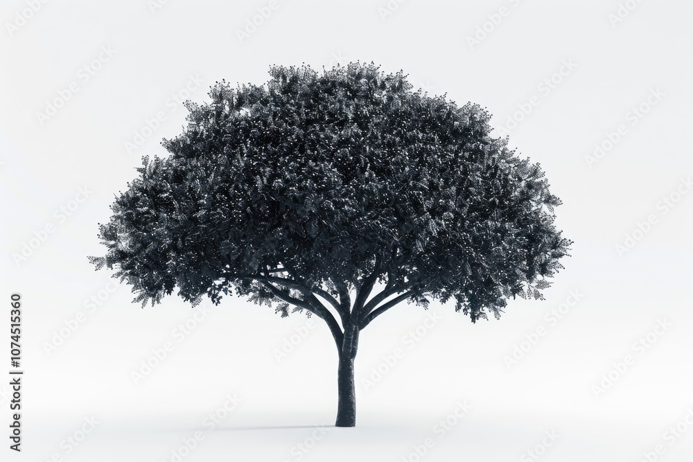 Fototapeta premium A black and white photograph of a tree silhouette against a contrasting background