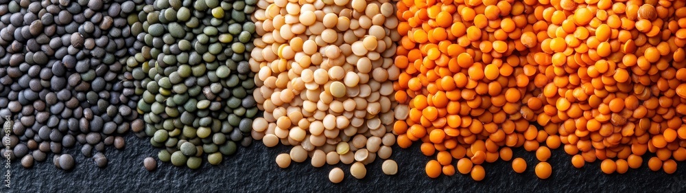 Fototapeta premium A vibrant assortment of lentils in various colors, showcasing the diversity and nutritional richness of this superfood.
