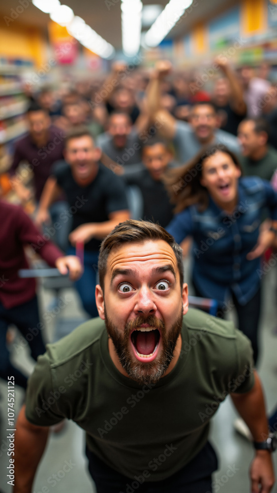 Chaotic Black Friday Rush: Frenzied Shoppers Surge Through Grocery Store Aisles for Deals Chaotic Black Friday Rush: Frenzied Shoppers Surge Through Grocery Store Aisles for Deals