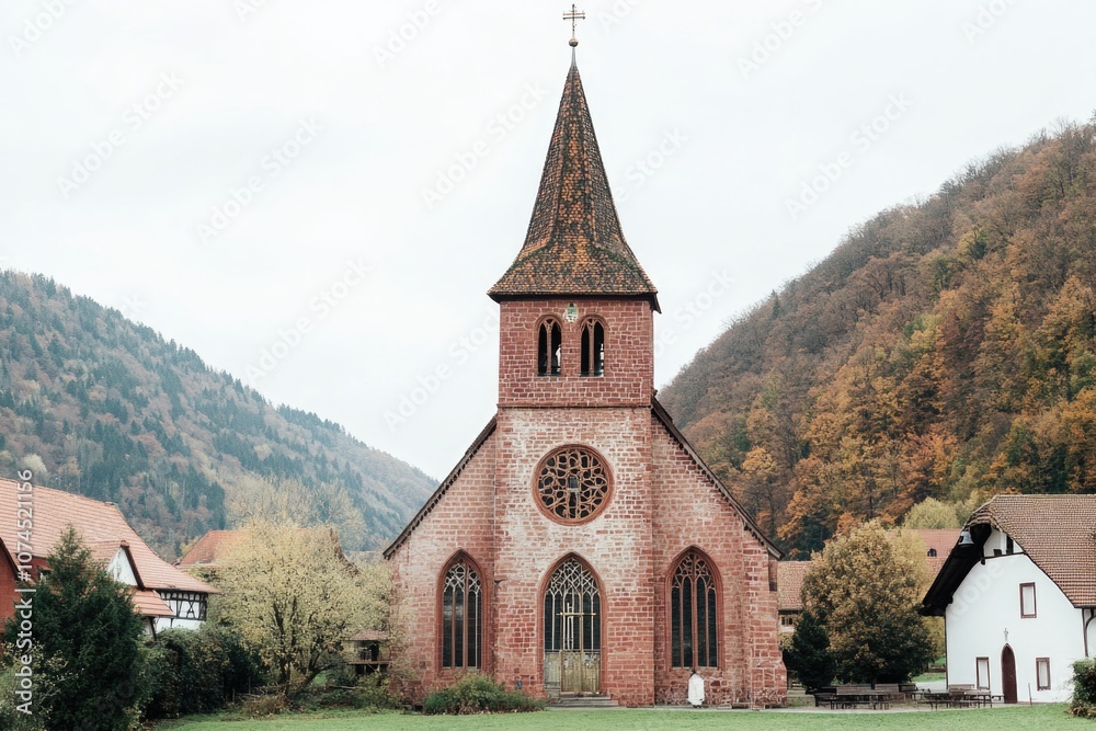 A historic church with a prominent steeple and clock tower A historic church with a prominent steeple and clock tower