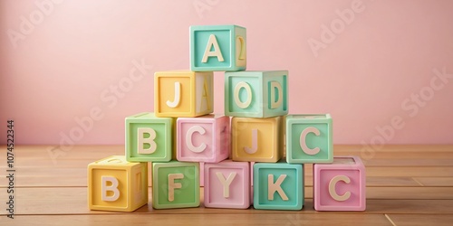 Pastel ABC Stacking Blocks Silhouette for Kids Playtime, Colorful Outline Art for Educational Use and Creative Projects Featuring Alphabet Learning and Fun Activities