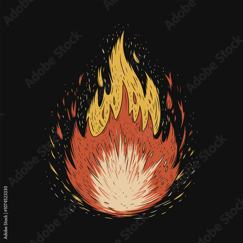 Abstract Fire Flame with Fiery Burst Design