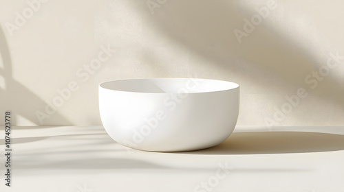 Minimalist white bowl on a soft background