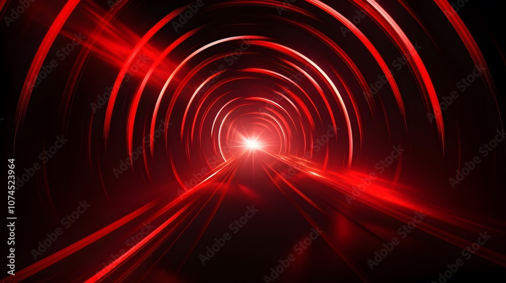 Fototapeta premium Radial red light through the tunnel glowing in the darkness for print designs templates, Advertising materials, Email Newsletters, Header webs, e commerce signs retail shopping, advertisement business