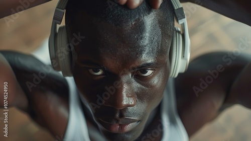 A person wearing headphones, focus on the audio equipment